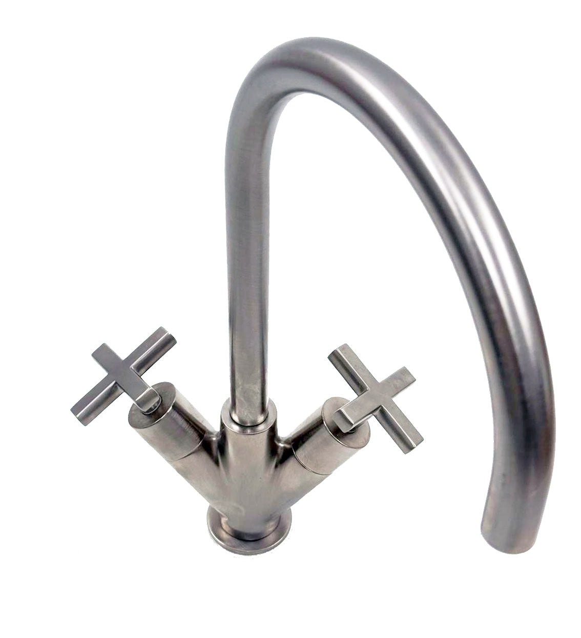 2 X Treemme Basetta Line met kruisgrepen hoge design wastafelkranen geborsteld nikkel