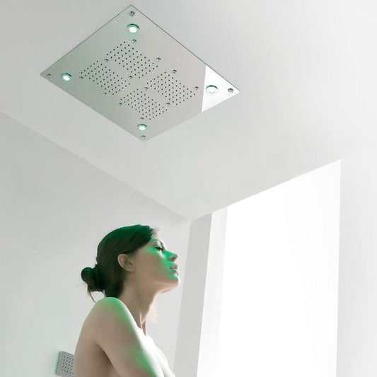 MGS Aquademy luxe inbouw plafonddouche 420x420mm met Led chromotherapie in gepolijst roestvrij staal