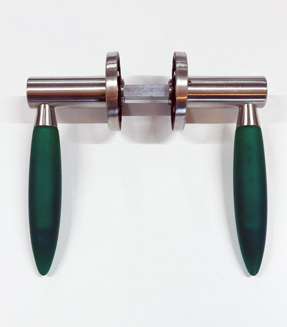 Design deurklinken – RVS met groen PVC handgreep