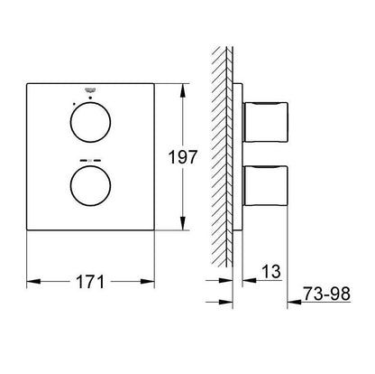 Grohe Grohtherm Cosmopolitan 3000 inbouw doucheset met 230 mm vierkant hoofddouche chroom