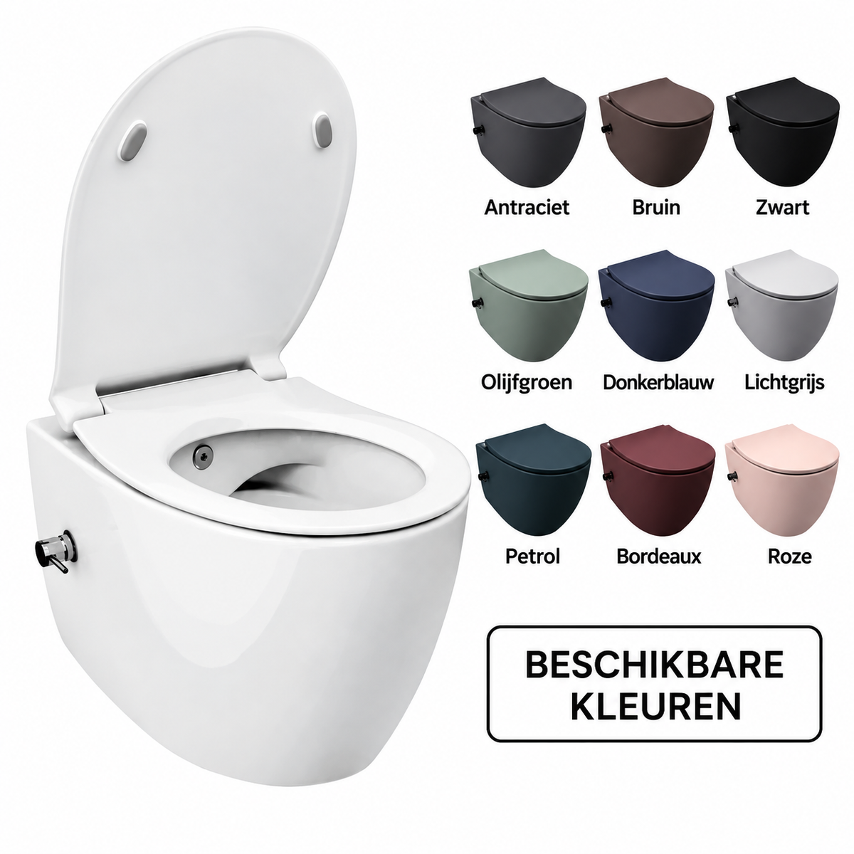 Isvea Sentimenti NEO CleanWash wandcloset, toilet randloos uitgevoerd met geïntegreerde koudwaterkraan