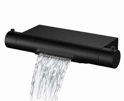 Regn thermostatisch badkraan met waterval en planchet mat zwart