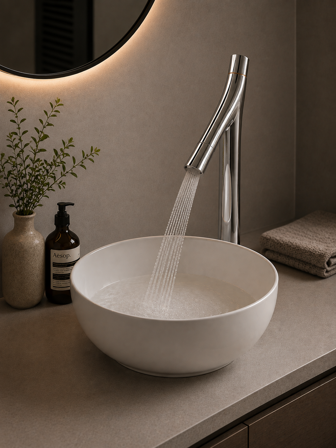 Hansgrohe AXOR Starck Organic 2-greeps-wastafelkraan 240 met verhoogd kraanhuis met EcoSmart, chroom