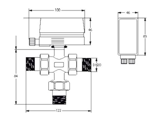 Rada/De Melker 3 weg afsluiter 24V 3/4