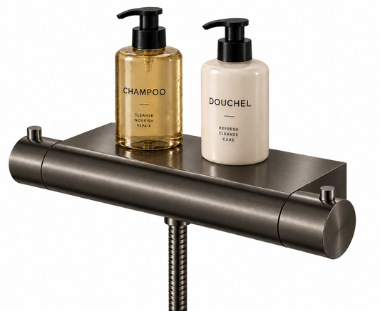 Regn douchethermostaat met planchet gun metal black