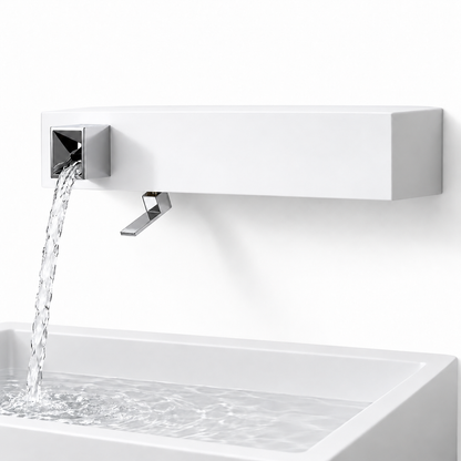 Dornbracht Elemental Spa IAM 1-greeps Design wastafel wandmengkraan met Corian Wit Behuizing