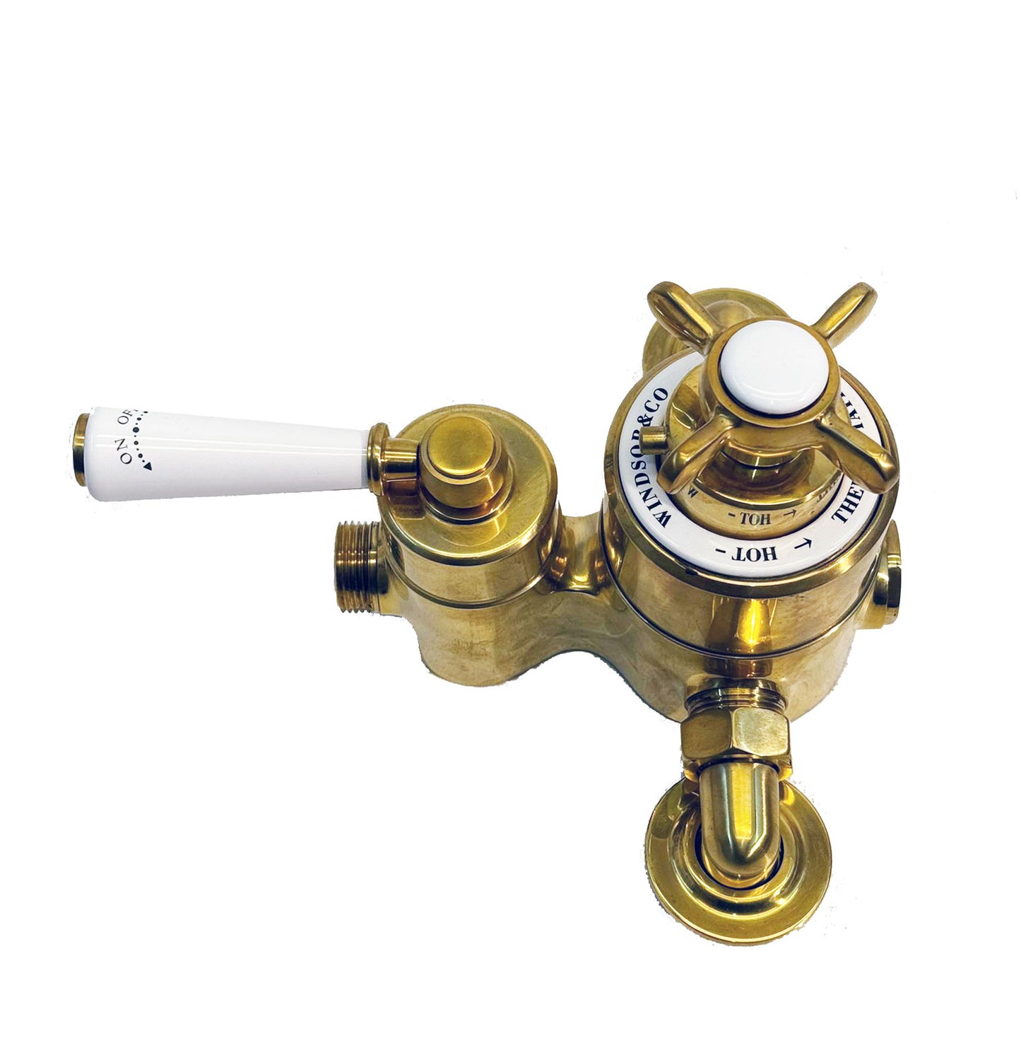 Windsor & Co klassieke losse opbouw thermostaatkraan met één weg, gepolijst messing (living color)