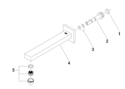 Dornbracht Symetrics afbouwdeel wanduitloop sprong 22cm platina mat