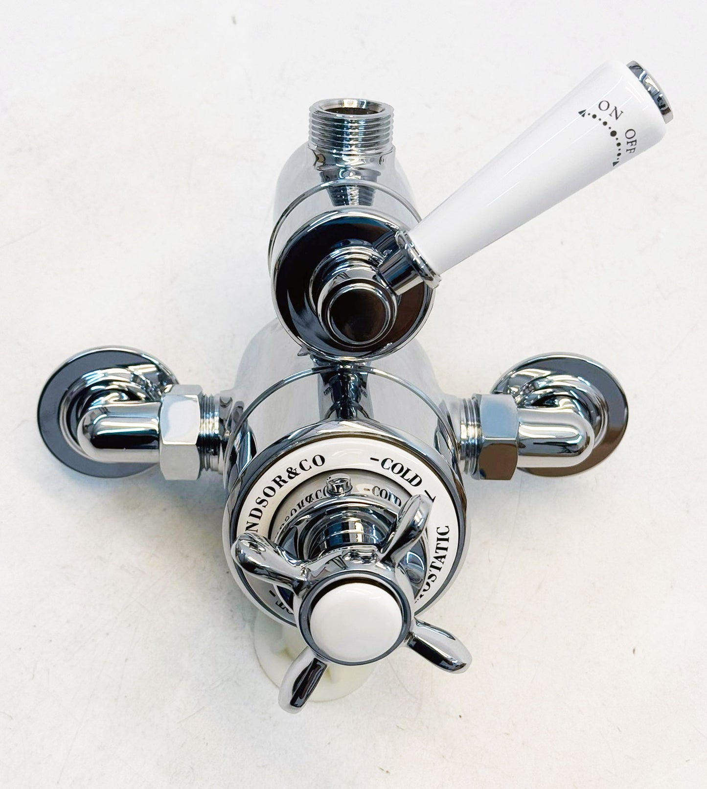 Windsor & Co klassieke losse opbouw thermostaatkraan met één weg, gepolijst, chroom