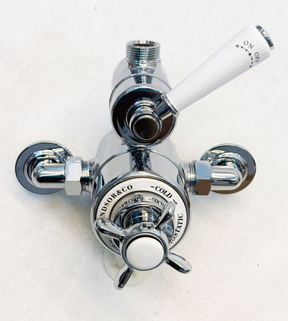 Windsor & Co klassieke losse opbouw thermostaatkraan met één weg, gepolijst, chroom