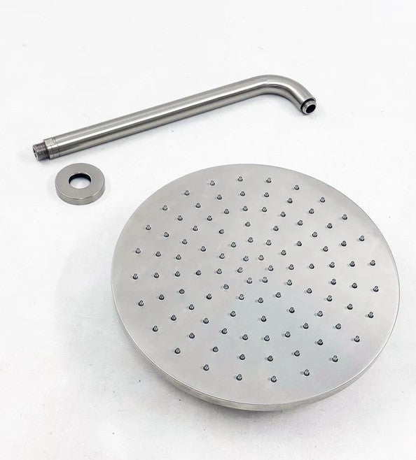 Hotbath Cobber complete inbouw Regendouche set met 3 Pushbuttons, 30 cm hoofddouche met wandbevestiging, Geborsteld nikkel