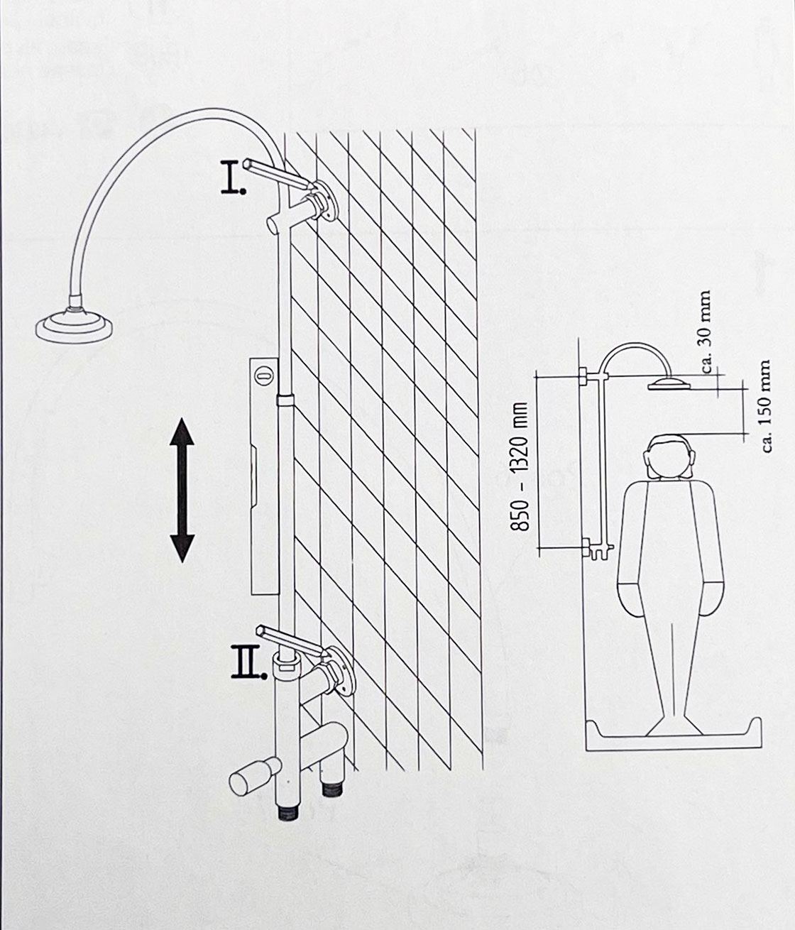 HSK Rainshower nostalgische set universeel aan te sluiten op een douchekraan chroom 