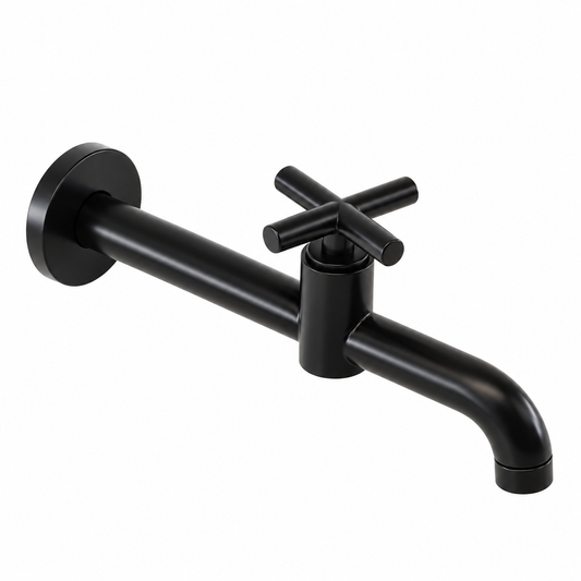 Dornbracht tara toiletkraan/tapkraan voorsprong 205 mm muurmodel mat zwart 