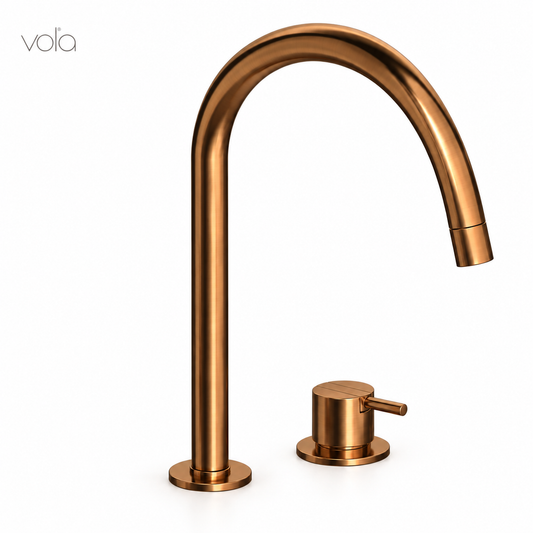 Vola 590H-64 monoknop 2 gats mengkraan geborsteld koper