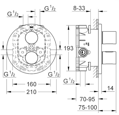 Grohe Grohtherm 3000 Cosmopolitan inbouwdouchekraan thermostatisch met omstel chroom