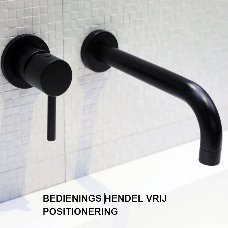 Bongio T mix inbouw wastafelkraan uitloop 22 cm, mat zwart
