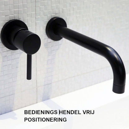 Bongio T mix inbouw wastafelkraan uitloop 22 cm, mat zwart