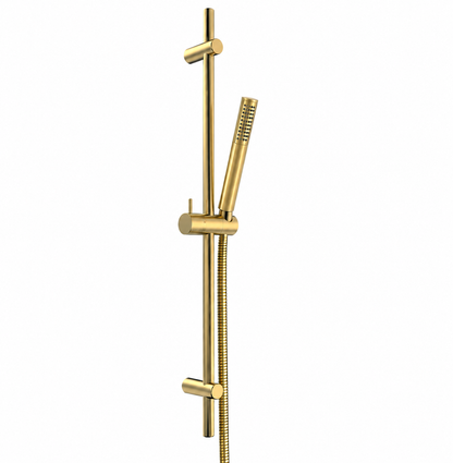 Xenz Pure design glijstangset met handdouche en doucheslang geborsteld goud
