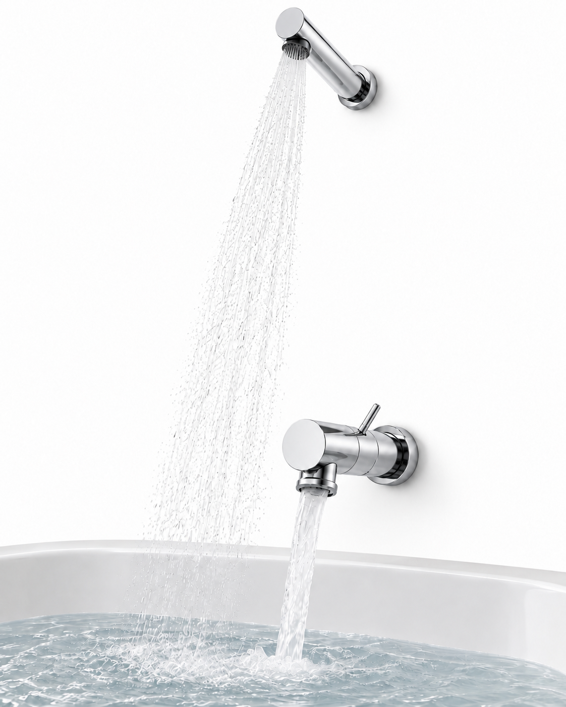 Supergrif D38 Exclusieve design inbouw bad en douche met vaste hoofddouche in chroom