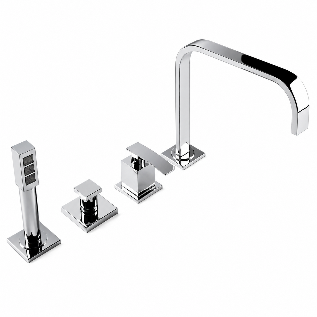 Ponsi Italia 4-gats Italiaans design badrand mengkraan combinatie met omstel en handdoucheset Chroom