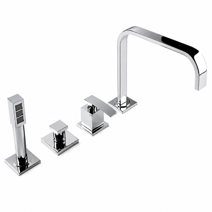 Ponsi Italia 4-gats Italiaans design badrand mengkraan combinatie met omstel en handdoucheset Chroom