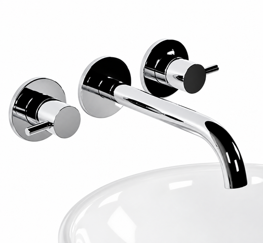TC Design wandmengkraan 3-gats chroom 200 mm uitloop (chroom)