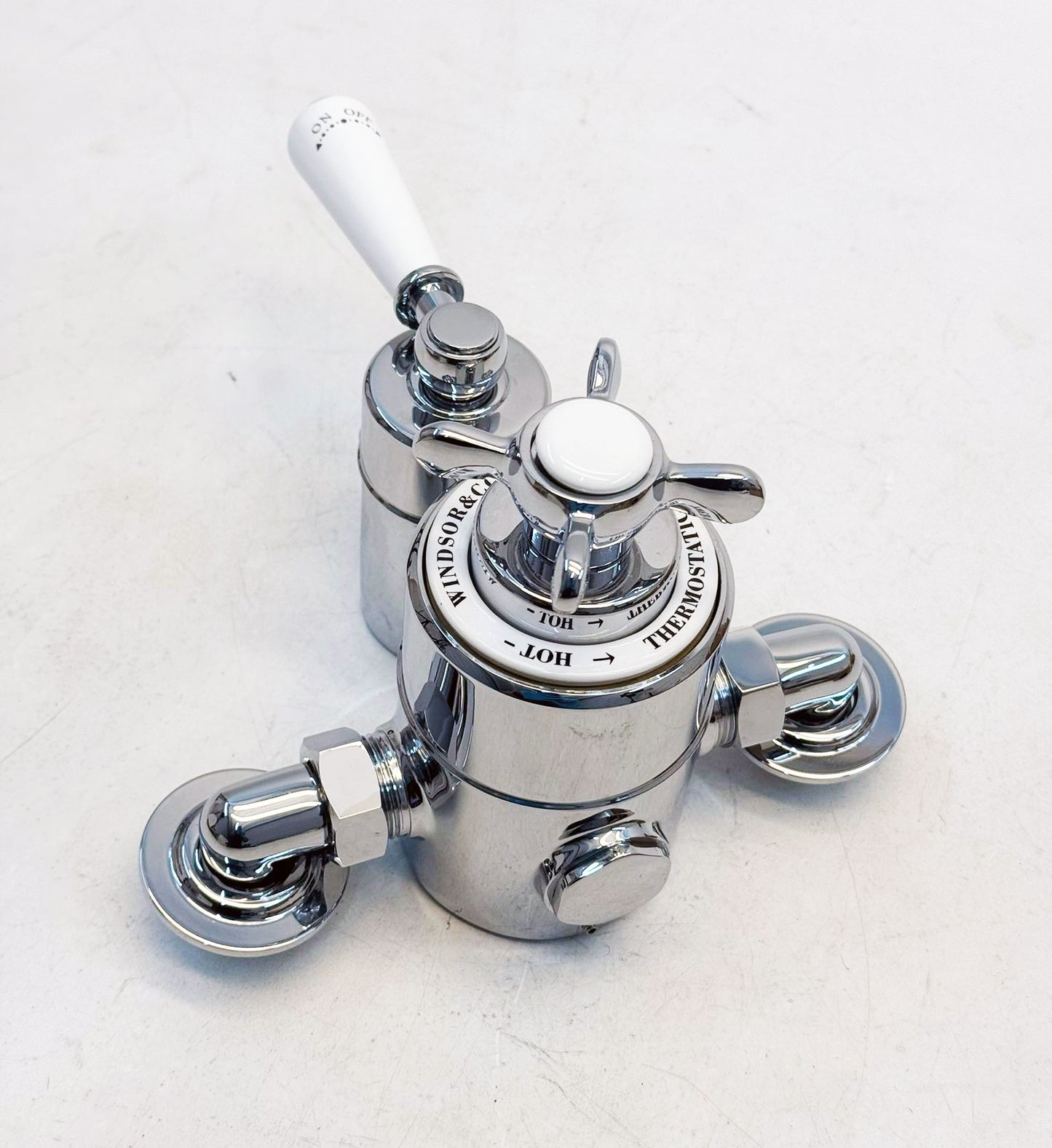 Windsor & Co klassieke losse opbouw thermostaatkraan met één weg, gepolijst, chroom