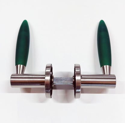 Design deurklinken – RVS met groen PVC handgreep