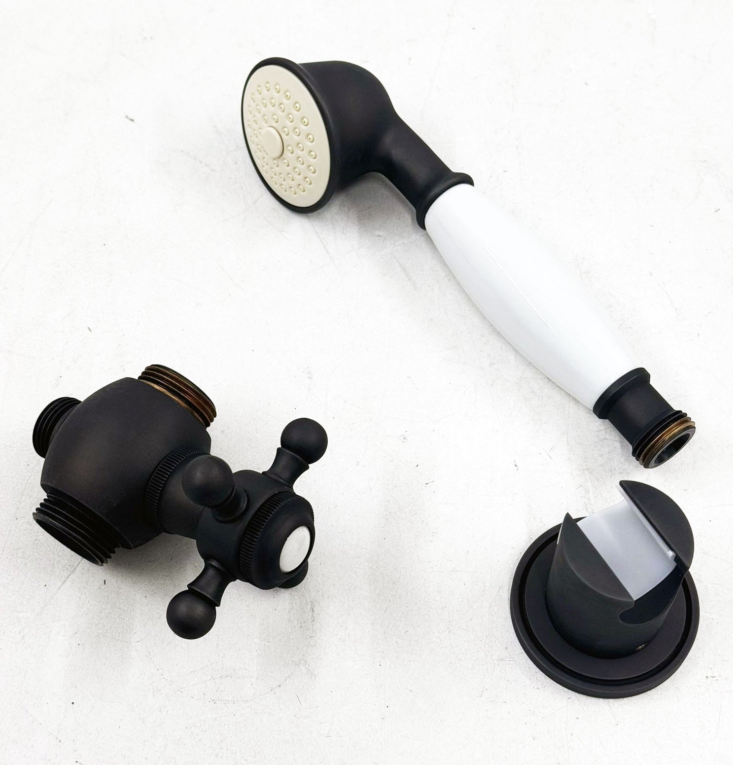 RVB klassieke douchethermostaat set voor wandmontage, handdouche en douchezuil met hoofddouche Ø 214 mm, Donker Brons Mat