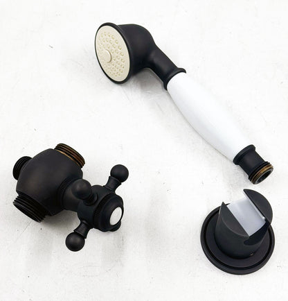 RVB klassieke douchethermostaat set voor wandmontage, handdouche en douchezuil met hoofddouche Ø 214 mm, Donker Brons Mat