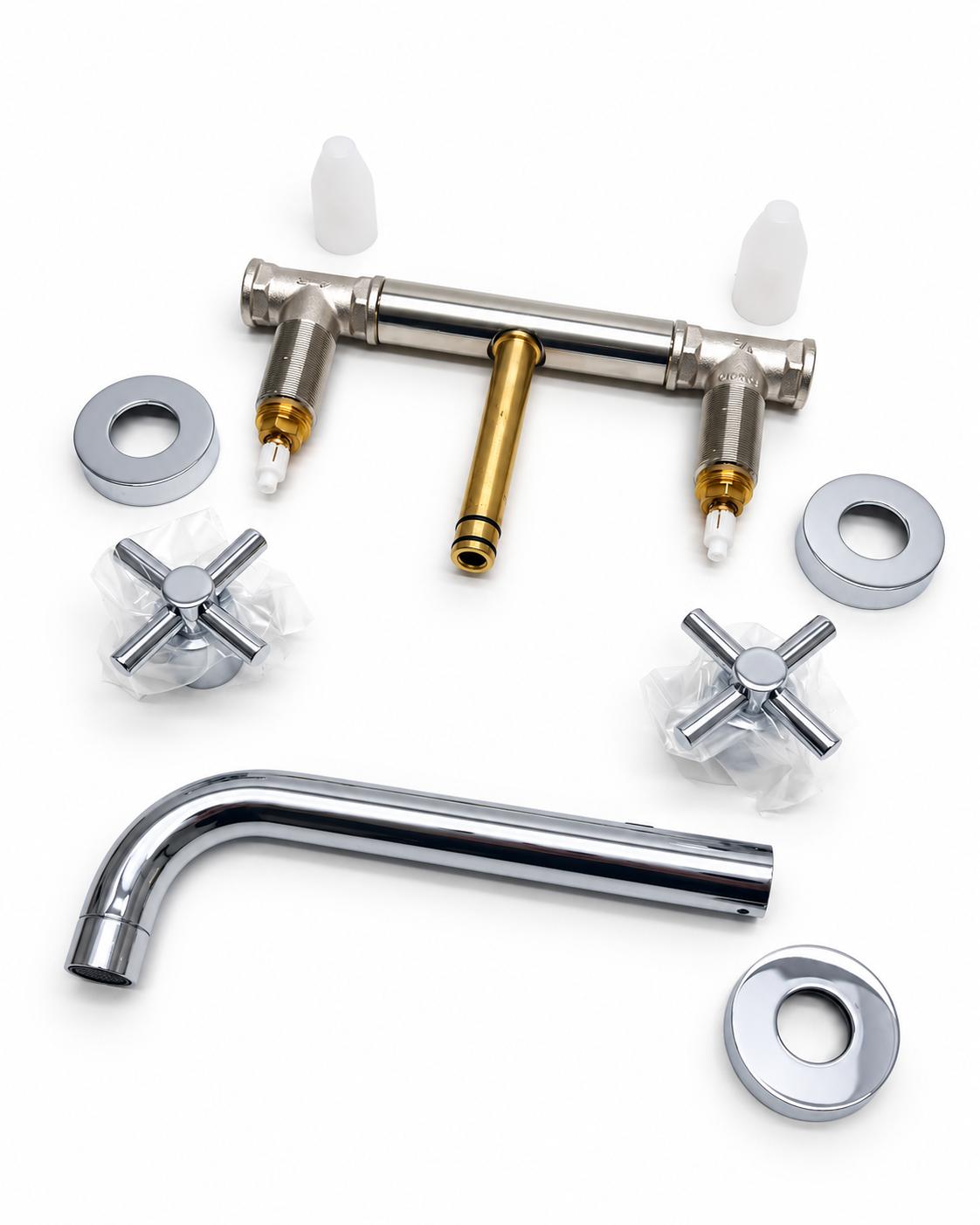 Bongio T-Cross 3 gats inbouw wandmengkraan uitloop 220 mm Chroom
