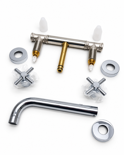 Bongio T-Cross 3 gats inbouw wandmengkraan uitloop 220 mm Chroom