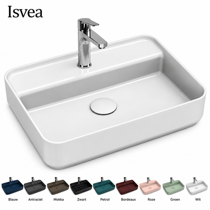 ISVEA Infinity rechthoekige wastafel of wasbak 55 cm zonder overloop