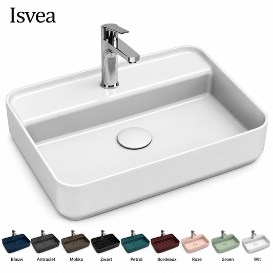 ISVEA Infinity rechthoekige wastafel of wasbak 55 cm zonder overloop