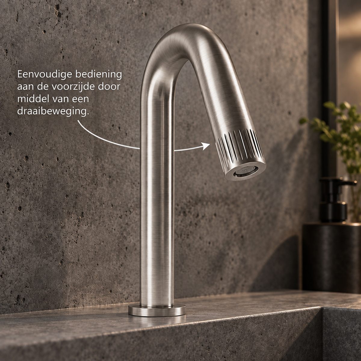 Bongio Time2020 met progressieve bediening design wastafelkraan in Geborsteld RVS