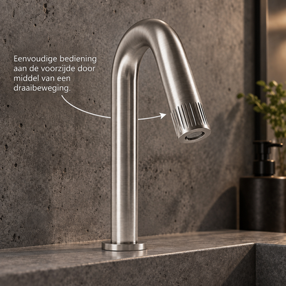 Bongio Time2020 met progressieve bediening design wastafelkraan in Geborsteld RVS