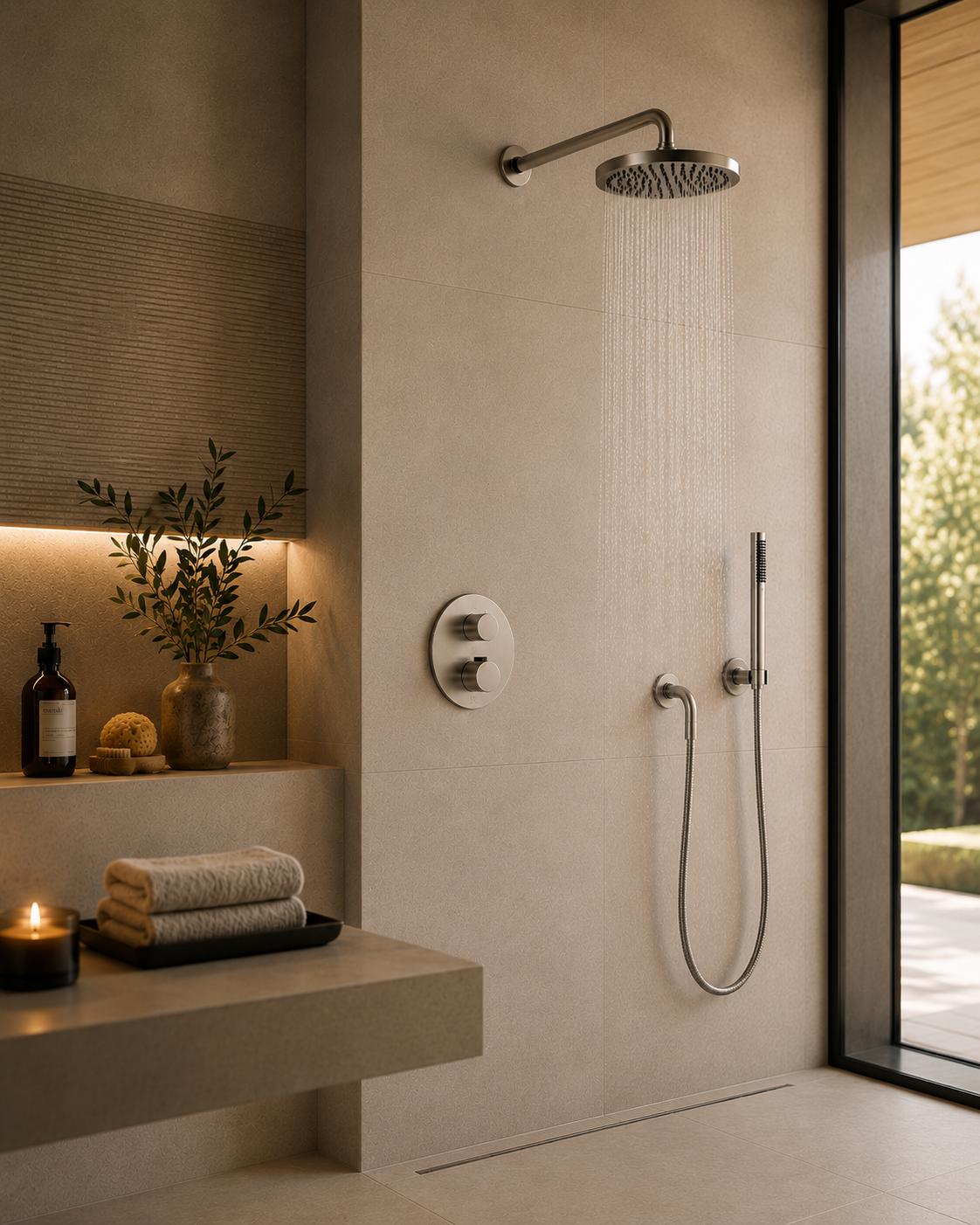 Dornbracht Generic Inbouwthermostaat 2-Weg Compleet Doucheset met Wandbevestiging en Hoofddouche Ø 220 mm – Platina Mat