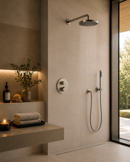 Dornbracht Generic Inbouwthermostaat 2-Weg Compleet Doucheset met Wandbevestiging en Hoofddouche Ø 220 mm – Platina Mat