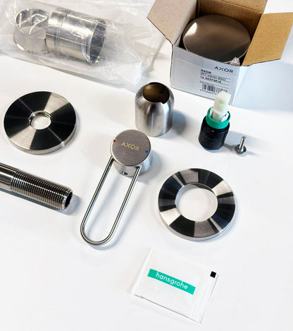Hansgrohe AXOR Uno ééngreeps inbouw wastafelmengkraan afbouwdeel met beugelgreep – Geborsteld Staal Optic