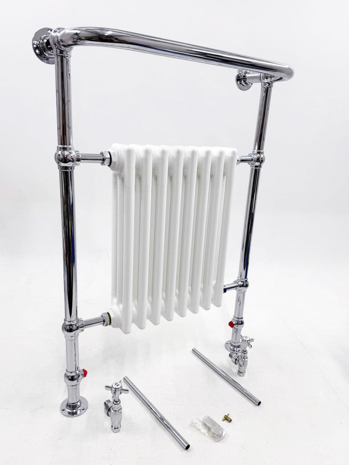 Imperial Malmo 8-balk traditionele radiator – 960 x 665 – chroom/wit – centrale verwarming