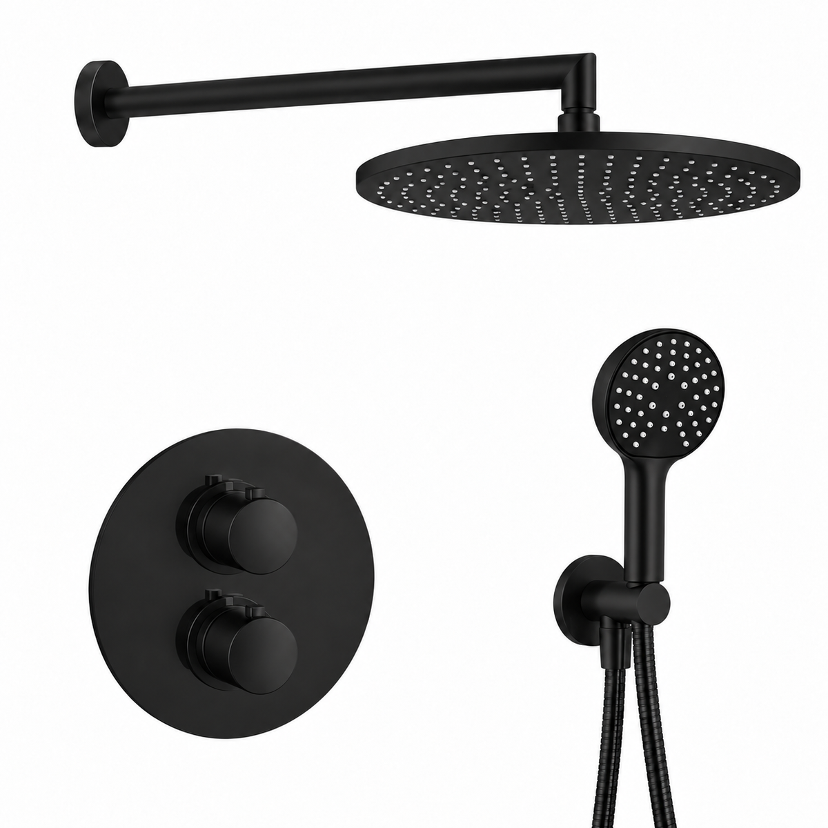Salenzi Giro compleet inbouw set 2-weg douche thermostaat hoofddouche Ø 400 mm mat zwart