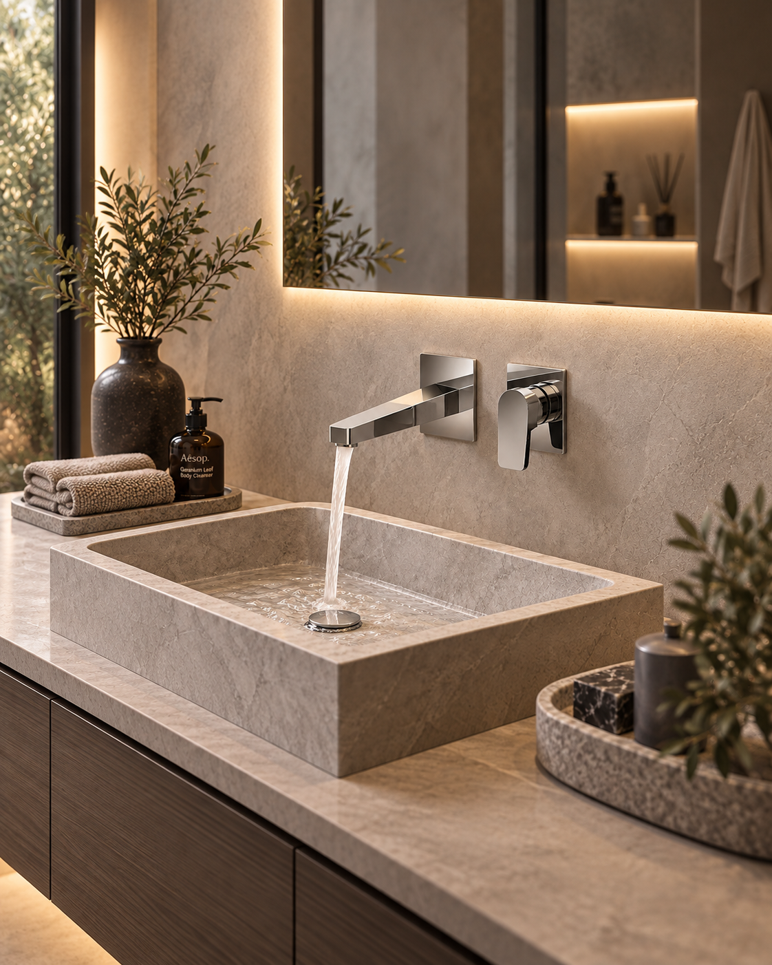 Ponsi EcoPower Italiaans design 2 gats inbouw wandmengkraan Chroom