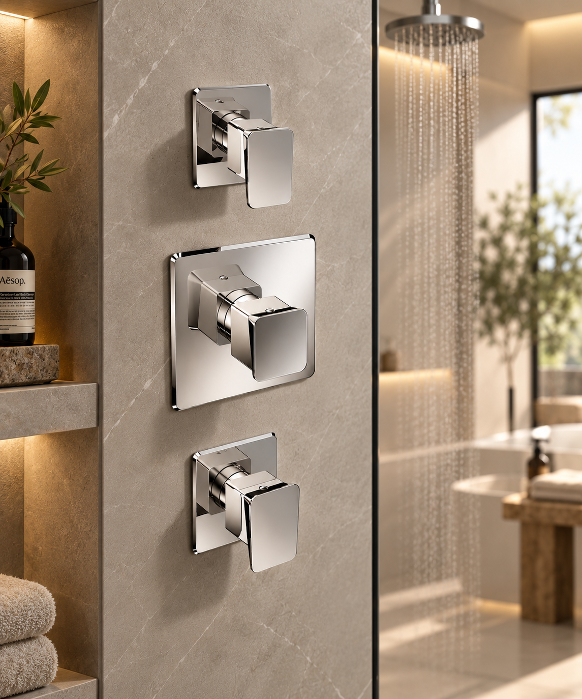 Hotbath Bro BR007CR inbouw douchethermostaat met twee stopkranen chroom