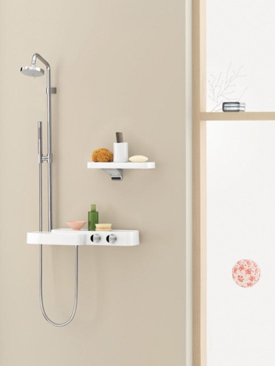 Hansgrohe Axor Bouroullec Showerpipe opbouw doucheset + planchet wit en chroom 