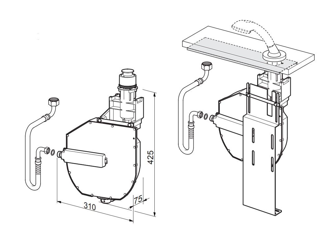 Hansa Rollbox inbouwdeel voor badrandmontage met automatische slangoprolsysteem