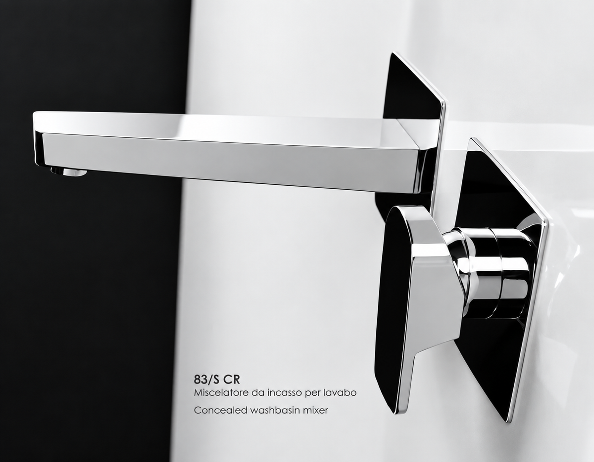 Ponsi EcoPower Italiaans design 2 gats inbouw wandmengkraan Chroom