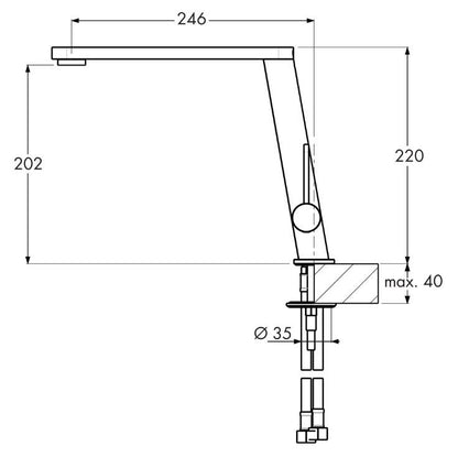 Doeco Barra 1-greeps design keukenmengkraan chroom