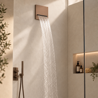 Gessi cascade wandbevestigde waterval, uitloop, geborsteld koper