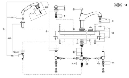 Grohe Sinfonia viergats badrandcombinatie chroom/goud