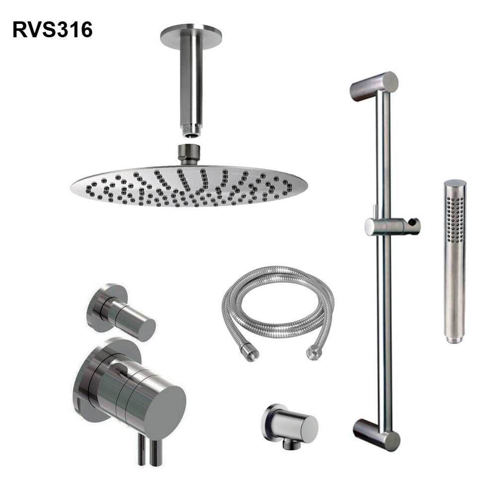 Beldeaux thermostaat inbouw doucheset met glijstang en plafonddouche, RVS316